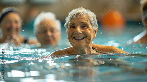 Serene Seniors: Joyful Moments in the Pool  © Andriy