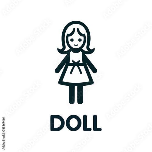 doll little girl toy logo vector illustration template design