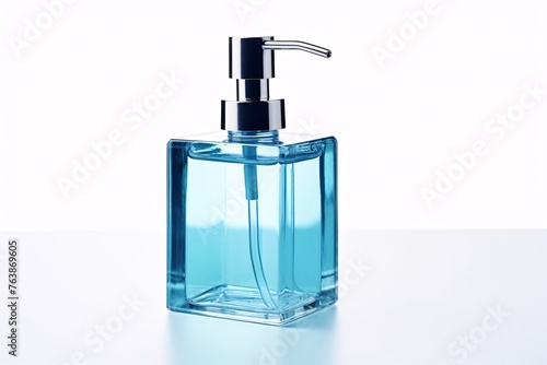 a blue liquid in a bottle