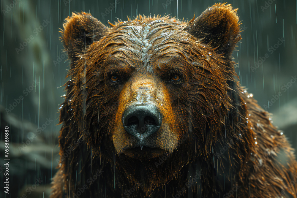 Wild Grizzly Bear in Untouched Wilderness - obrazy, fototapety, plakaty 