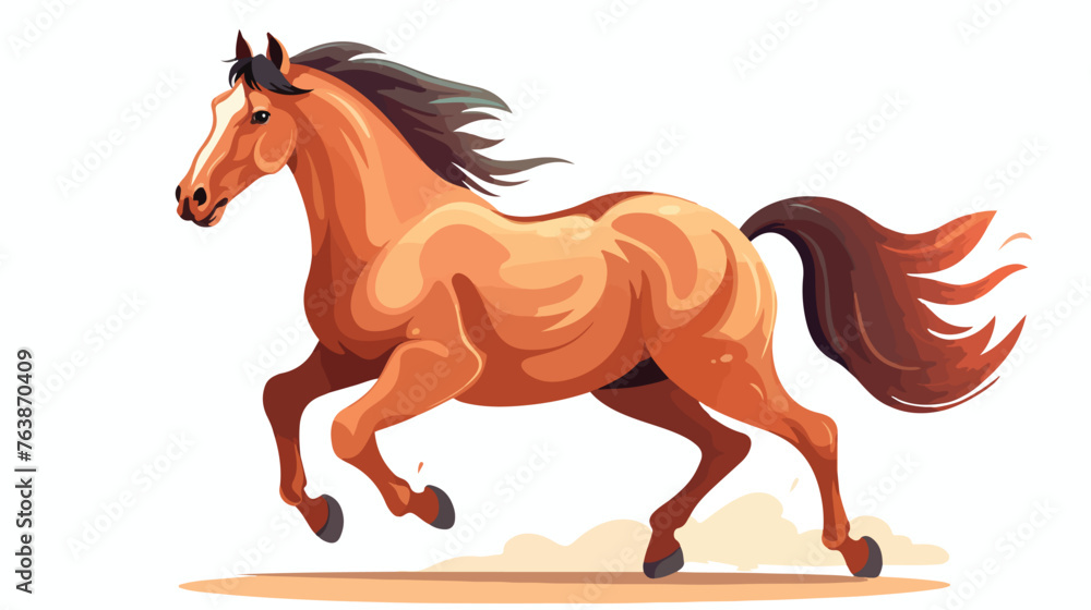 Fun horse flat vector isolated on white background -