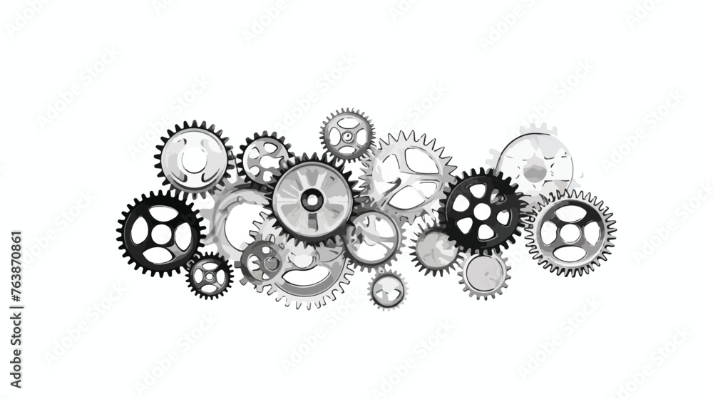 Gears machinery working isolated in black and white