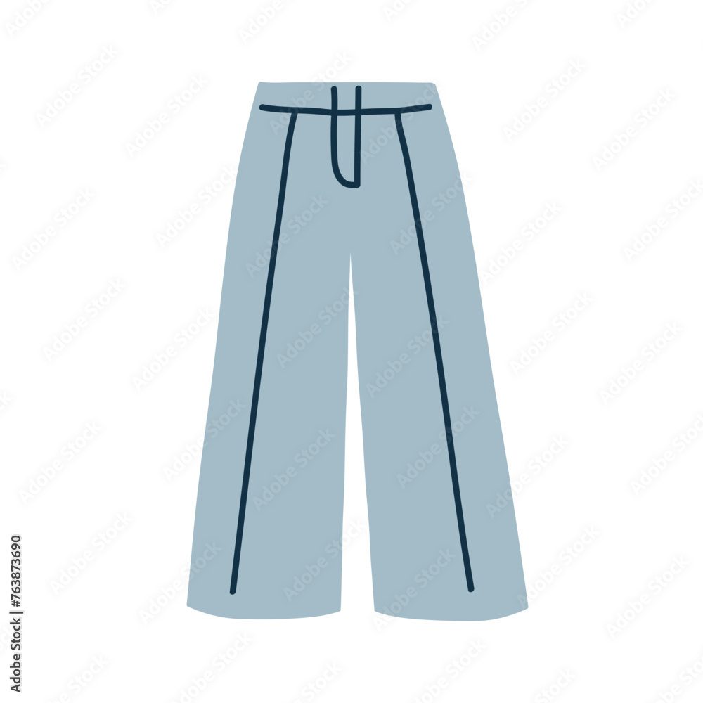 Casual women trousers. Modern culottes pants with wide legs. Trendy loose clothes. Stylish summer apparel. Flat vector illustration isolated on white background. Casual women trousers. Modern culottes pants with wide legs. Trendy loose clothes. Stylish summer apparel. Flat vector illustration isolated on white background.