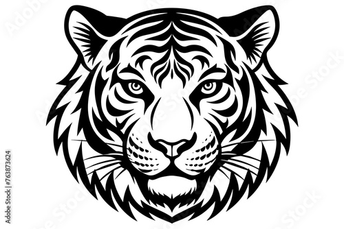 tiger head silhouette vector and illustration