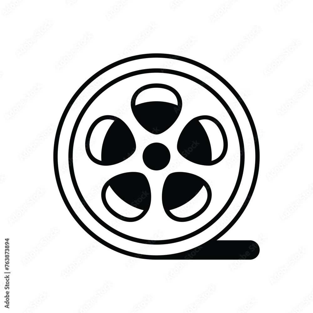 Black solidMovie Reel vector icon Black solidMovie Reel vector icon