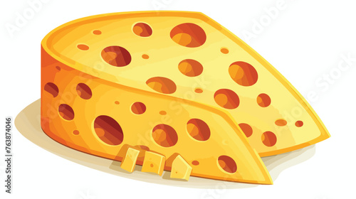 Hard cheese with holes. flat design. vector illustration