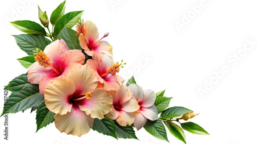 Fototapeta Naklejka Na Ścianę i Meble -  Corner style floral design isolated on transparent background. 