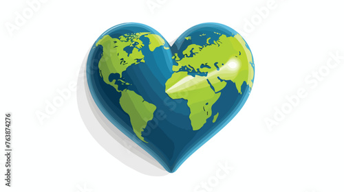 Heart shaped planet earth icon. Save the world
