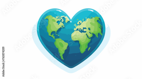 Heart shaped planet earth icon. Save the world