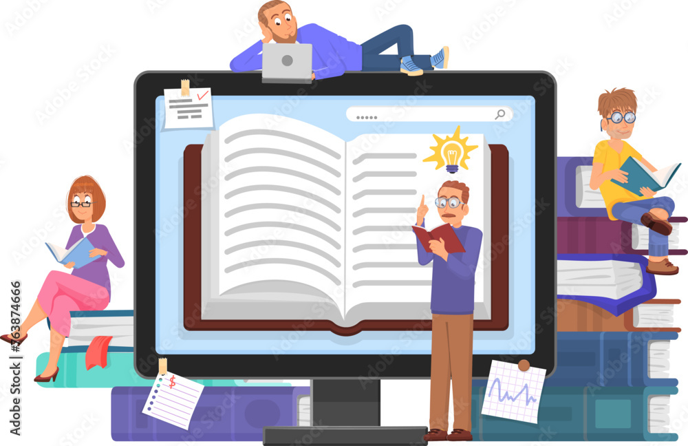 Studying people. Men and women reading books