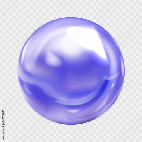Vector realistic pearl, blue sphere isolated on transparent background photo