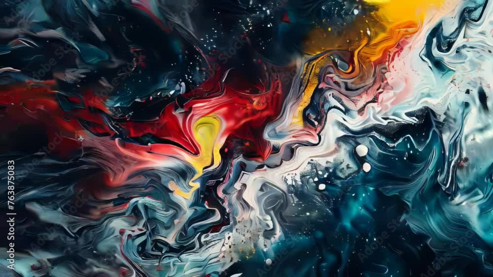 Abstract background of acrylic paint in blue, red and yellow tones. Abstract background of acrylic paint in blue, red and yellow tones.