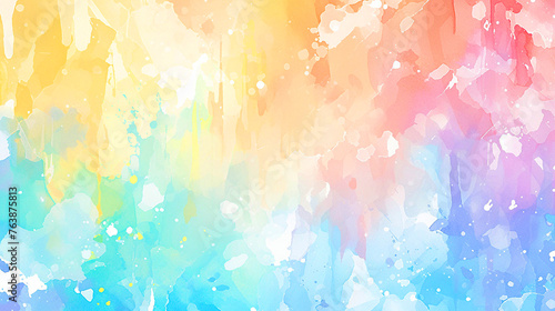 カラフルな虹色の水彩画　Generative AI
