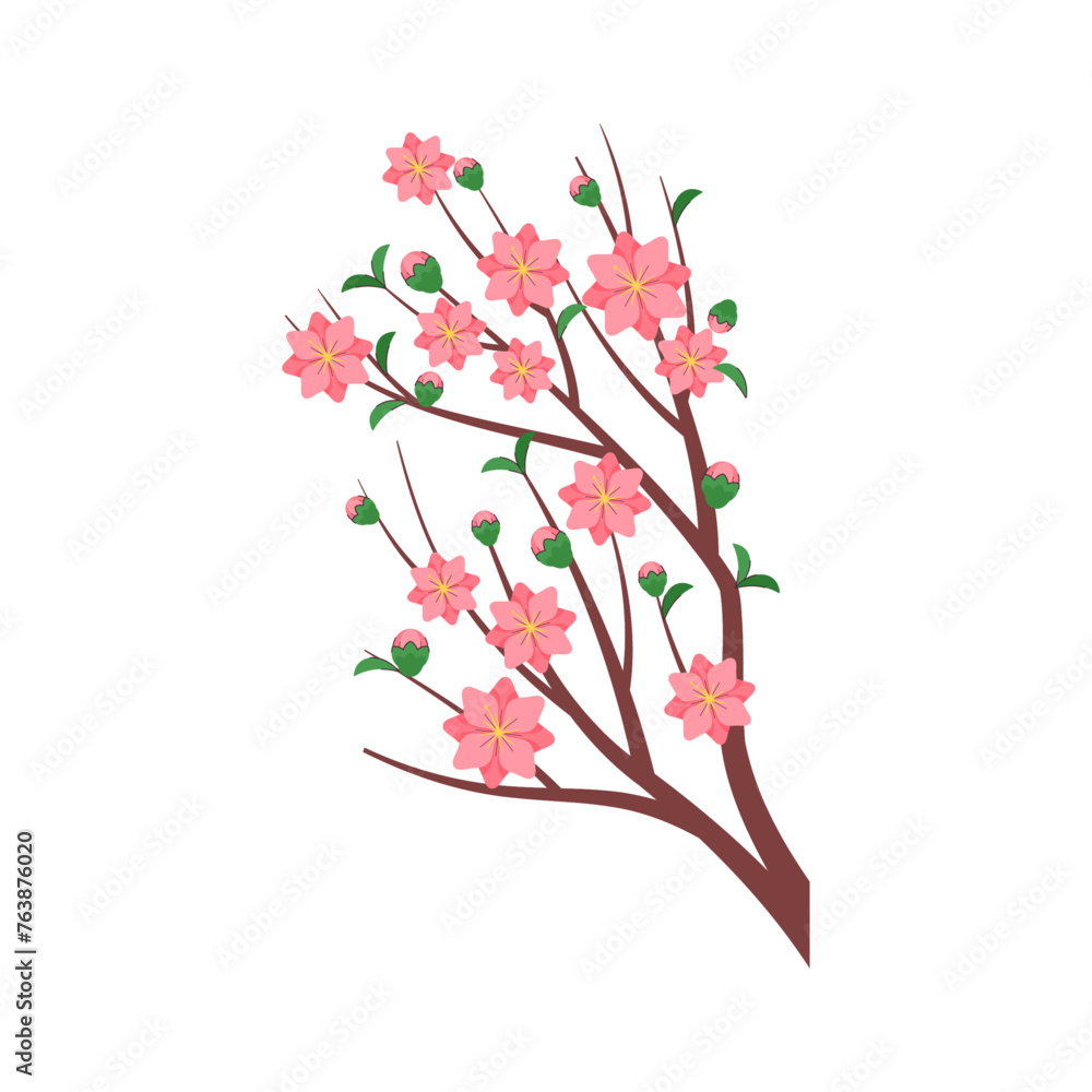vector hand drawn cherry blossom branch