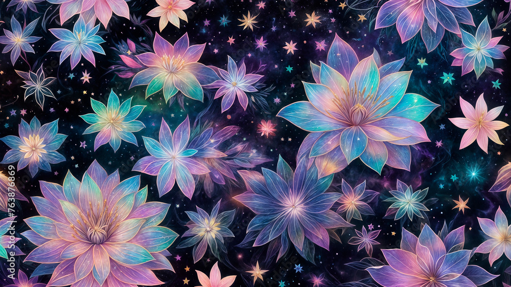 Abstract Transparent Glowing Flowers Abstract Transparent Glowing Flowers