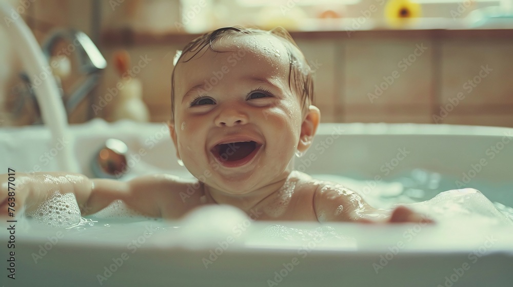 bathtime adventures unleashed happy baby cheerful child engage in playful water escapades laughter bathtime adventures unleashed happy baby cheerful child engage in playful water escapades laughter