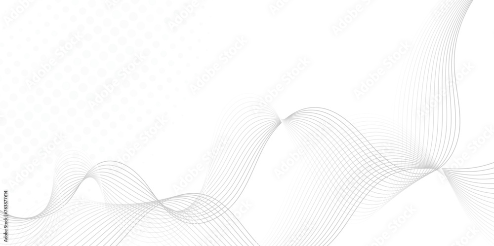 Fototapeta premium Abstract grey, white smooth element swoosh speed wave modern stream background. Wave lines created using blend tool and dots. abstract frequency sound wave lines and twisted curve lines background.