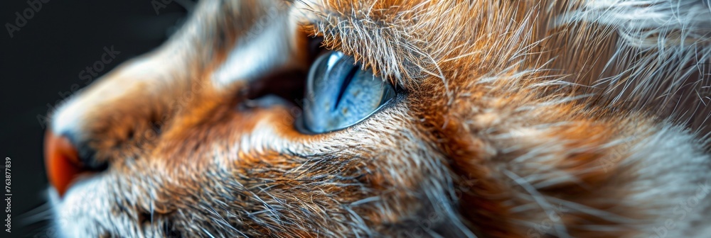 Close up portrait of a cute domestic cat with beautiful brown fur.