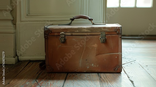 A worn briefcase resting on the floor, subtly hinting at the clients years of experience