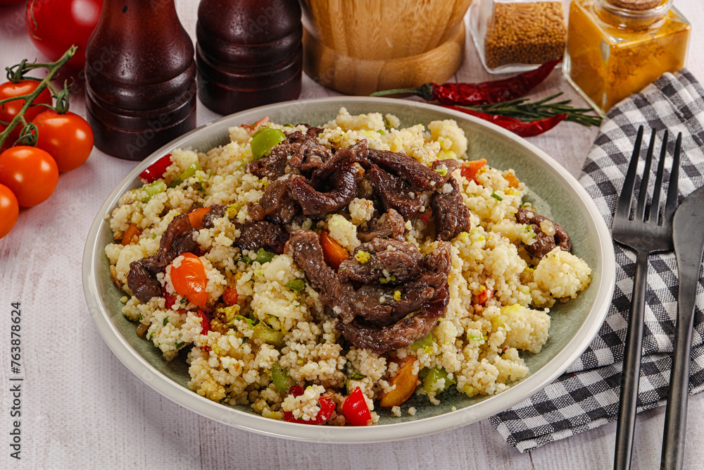 Traditional couscous with beef and vegetables Traditional couscous with beef and vegetables
