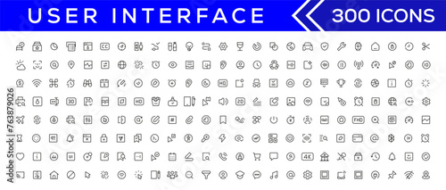 Mega set of ui ux icons, user interface icon set collection photo