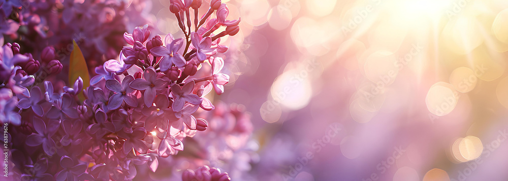 © Oleksiy - lilac flowers white and purple over sun shine background