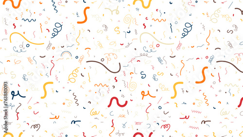 Children art background with colorful line doodle style seamless pattern and vector illustration design.