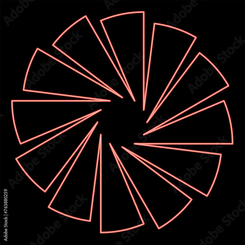 Neon spiral staircase circular stairs red color vector illustration image flat style