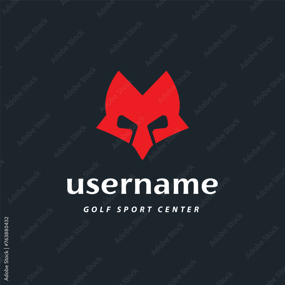 modern fox with golf stick for golf sport logo design