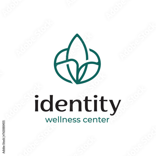 abstract line nature lotus flower  for wellness spa salon logo design