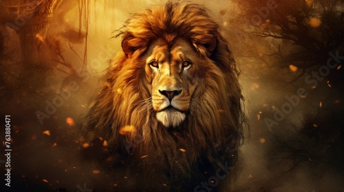 lion portrait   illustration art