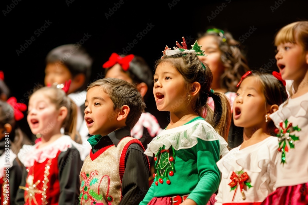 kids in festive attire performing in a holidaythemed concert