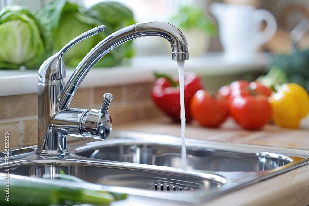 faucet in modern kitchen sink professional advertising photography