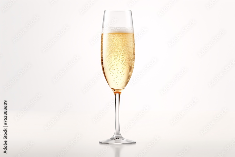 a glass of champagne with bubbles