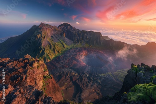 Long exposure beautiful high angle view landscape photography of Acatenango Volcano