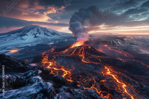Long exposure beautiful high angle view landscape photography of Acatenango Volcano