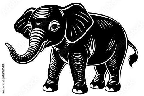 baby elephant  silhouette  vector and illustration