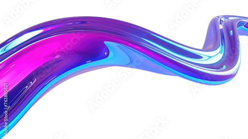 3d modern wave gradient blue and purple isolated on transparent background