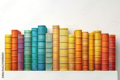 Stack of Colorful Bookshelves Isolated on a White Background