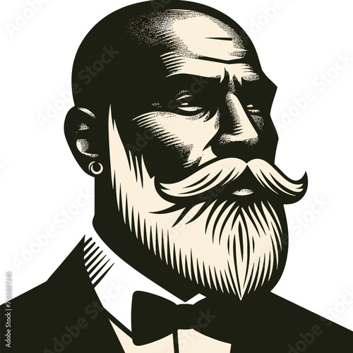 Vintage Barber Shop Logo: Stylish Vector handsome old man