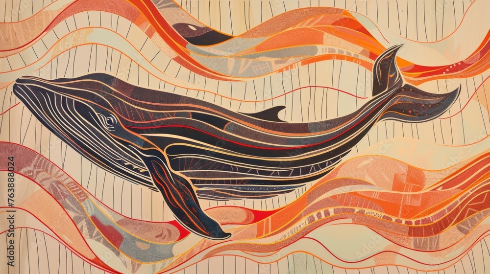 Line drawing. Abstract art drawing. whale line drawing visual arts ...