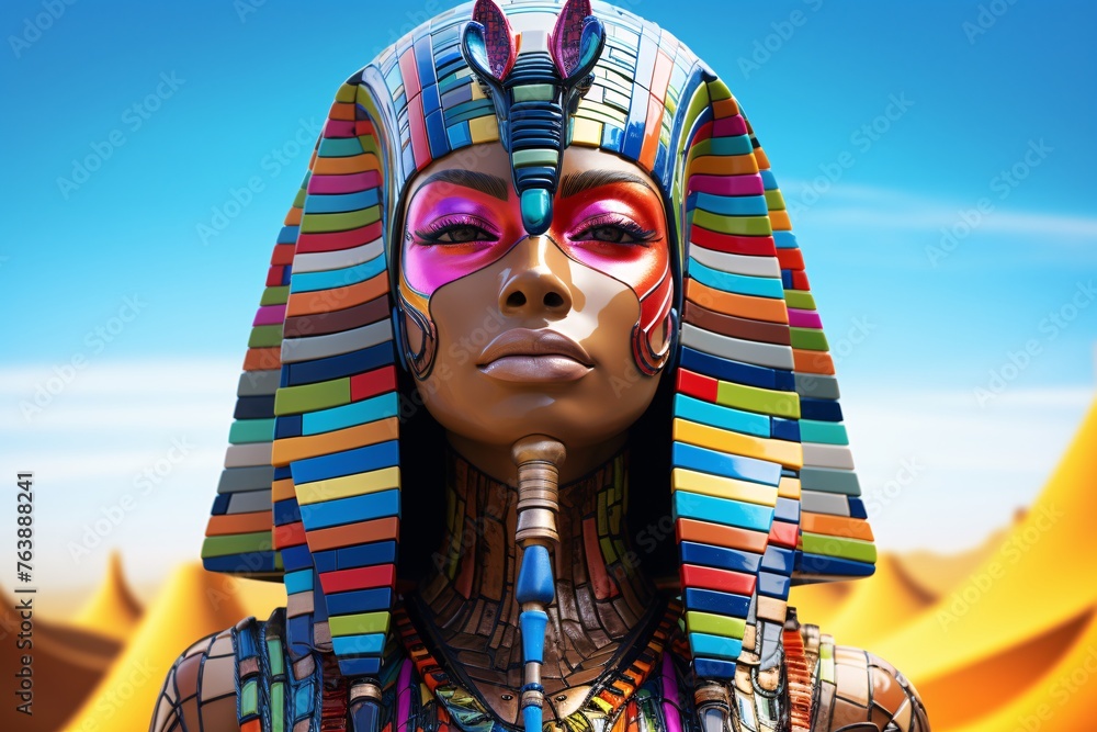 a woman wearing a colorful egyptian garment - obrazy, fototapety, plakaty 