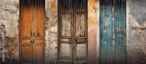 Old wooden door, Transition to a different climate. Climate change concept