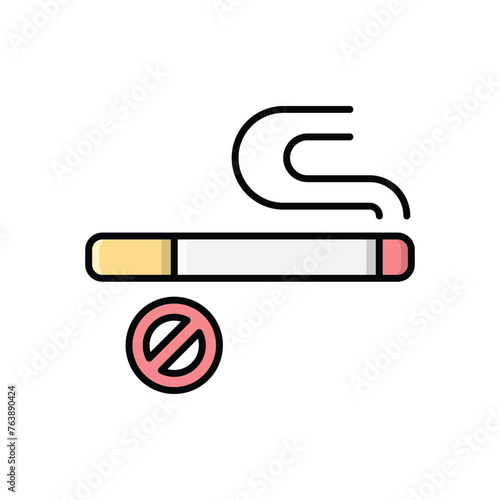 Color Line No Smoking vector icon