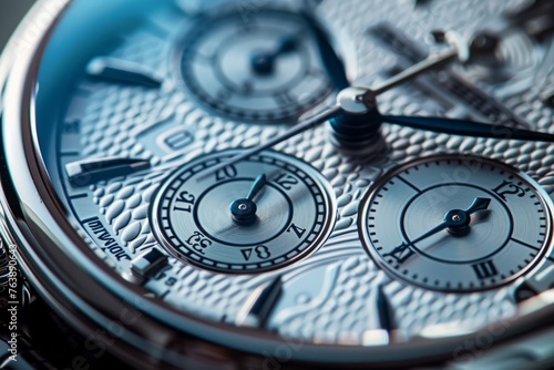 Detailed close-up of a luxury watch face showing intricate Roman numerals and precision engineering
