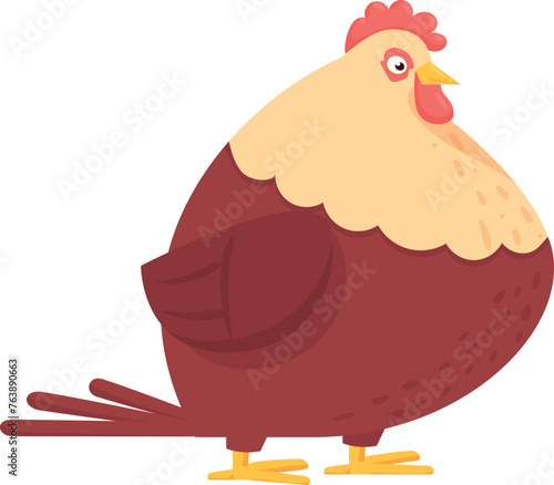 Cartoon chicken. Funny fat hen. Farm bird