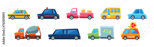 City Transport and Urban Traffic Isolated Vector Set