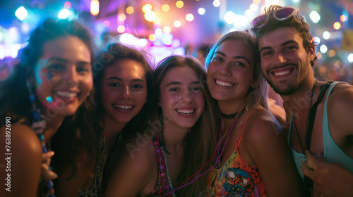 Portrait of group of people during a music festival