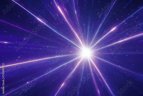 Abstract digital background with neon stars. Modern ultraviolet blue purple light spectrum