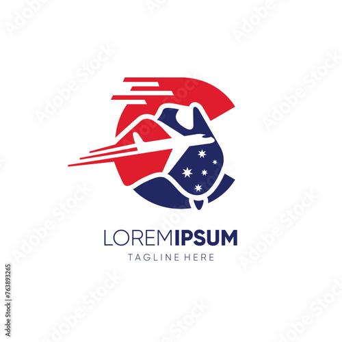 Letter C Australia Map Travel Flight Airplane Logo Design Vector Icon Graphic Symbol Illustration